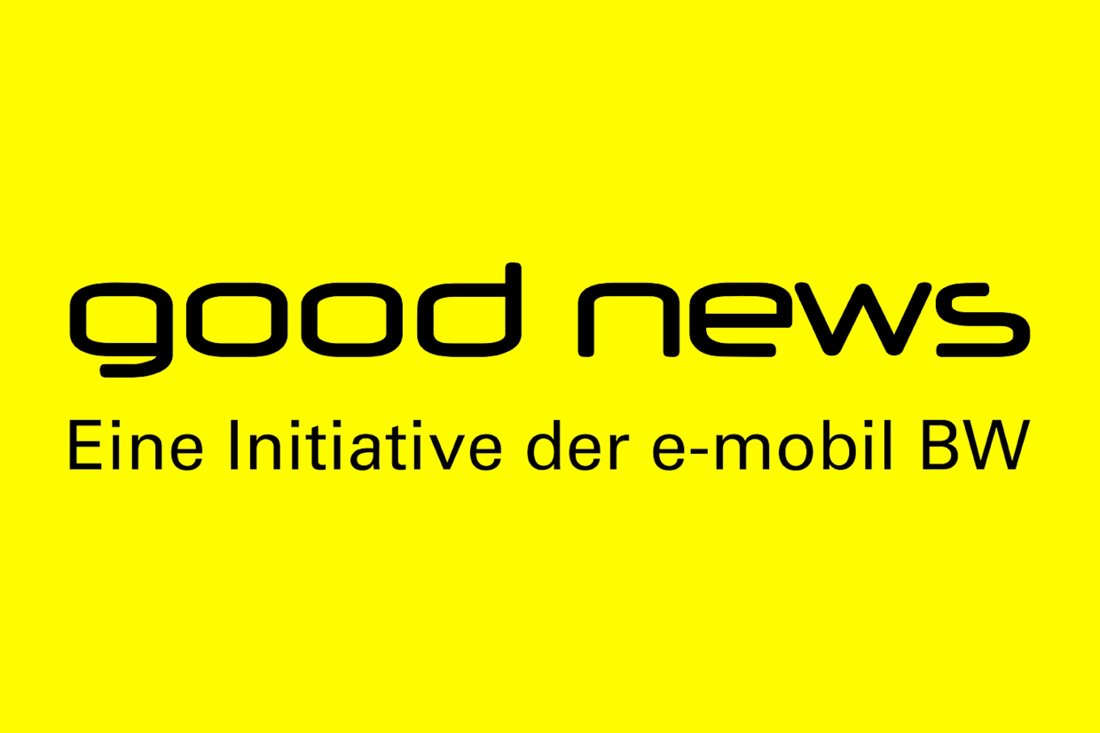 "Good News" - Eine Initiative der e-mobil BW Schriftzug Good News - Eine Intiative der e-mobil BW