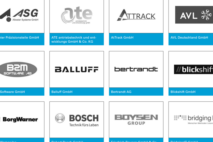Grafik mit Logos von Mitgliedern des Clusters Elektromobilität Süd-West