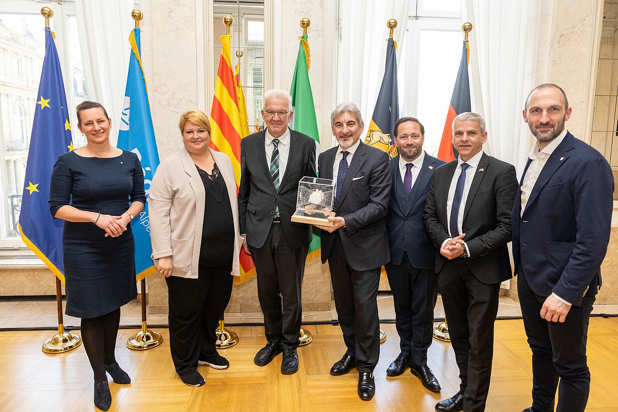 Übergabe der Präsidentschaft der „Vier Motoren für Europa“ am 12. April 2024 von Baden-Württemberg an die Lombardei